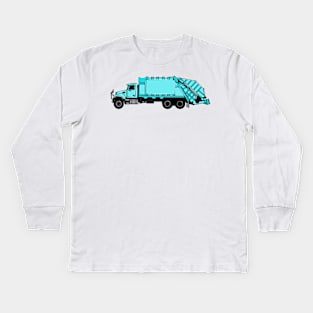 Garbage truck cartoon illustration Kids Long Sleeve T-Shirt